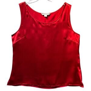 Pendleton 100% Silk Flowy Lined Scoop Neck Tank Top Women L Holiday Vibrant Red